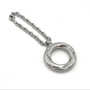 Cartier Silver Circle Bag Charm Key Ring Holder.